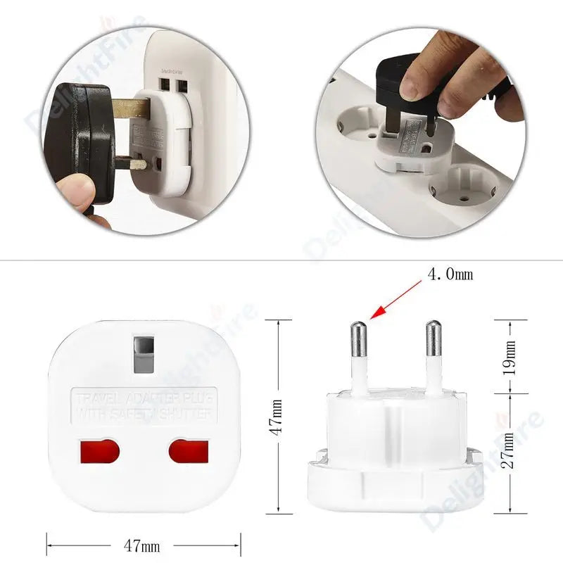 1pcs UK to EU Socket Adapter 220V Euro Travel Plug Converter AC Wall Charger Power Adapter UK British Adapter Electrical Outlets