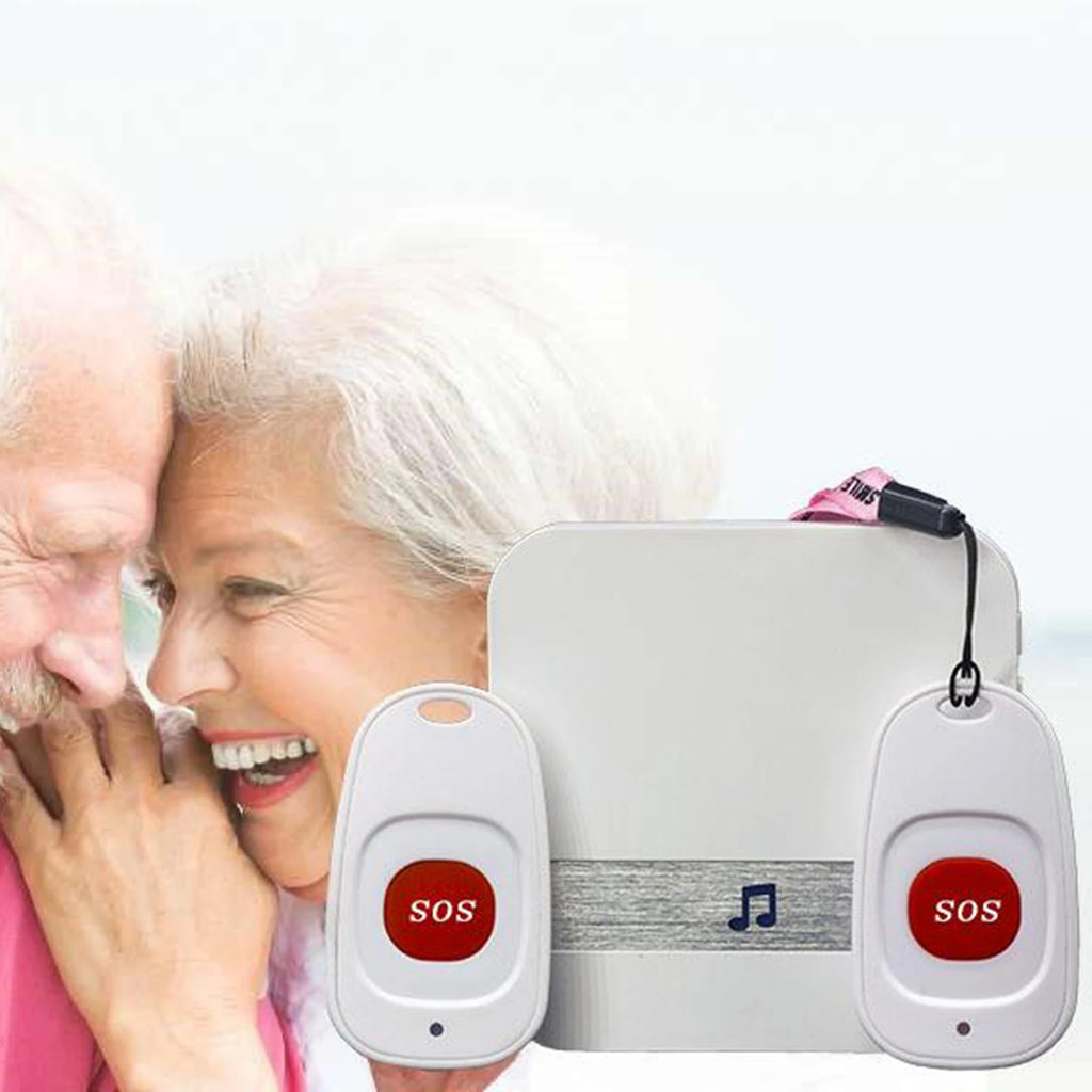 Smart Home Wireless 300M Doorbell Emergency Alarm with Remote Lanyard SOS Button for Elderly People Wireless Pager Doorbell