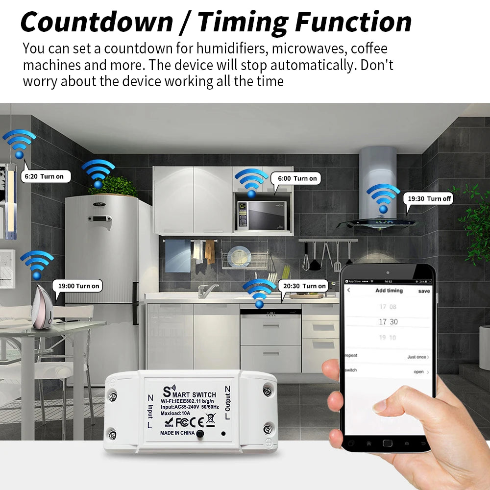 Tuya WiFi Switch DIY MINI Smart Home Switch Relay Module Smart Life APP Wireless Voice Remote Control Timer Switch Alexa