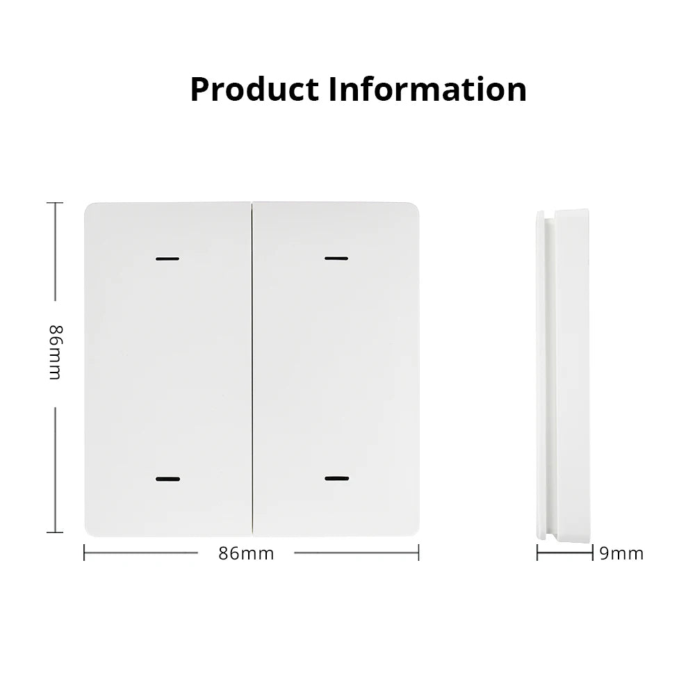Benexmart Zigbee Wireless Switch 1 2 3 4 Gangs Scene Control Smart Home Devices Works with Tuya Click On Off Scene Switch Black