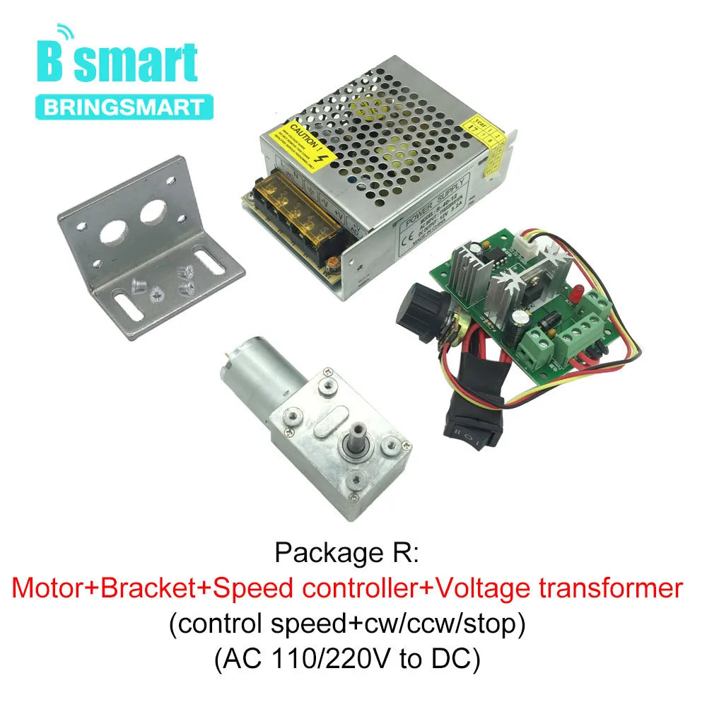 Bringsmart JGY-370 Worm Gear Motor 6v High Torque 12V DC Motor Low Speed 12 Volt Reducer Micro Self-lock Electric Motor