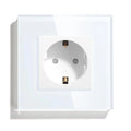 BSEED EU Standard Single Wall Socket Double Power Plugs With White Black Crystal Glass Panel Triple Outlets 16A 110V-250V