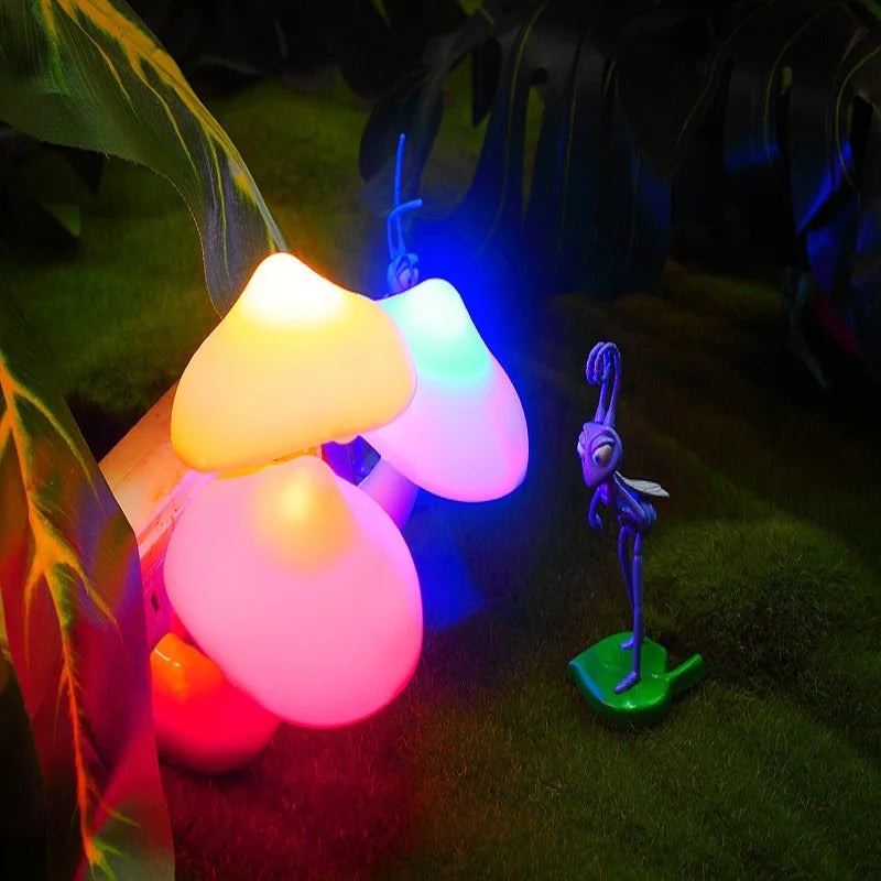 Christmas Gift LED Night Lights Mushroom Shape Automatic Sensor Bedroom Decor Wall Lamps for Kid Room Bedside Lamp US/EU Plug