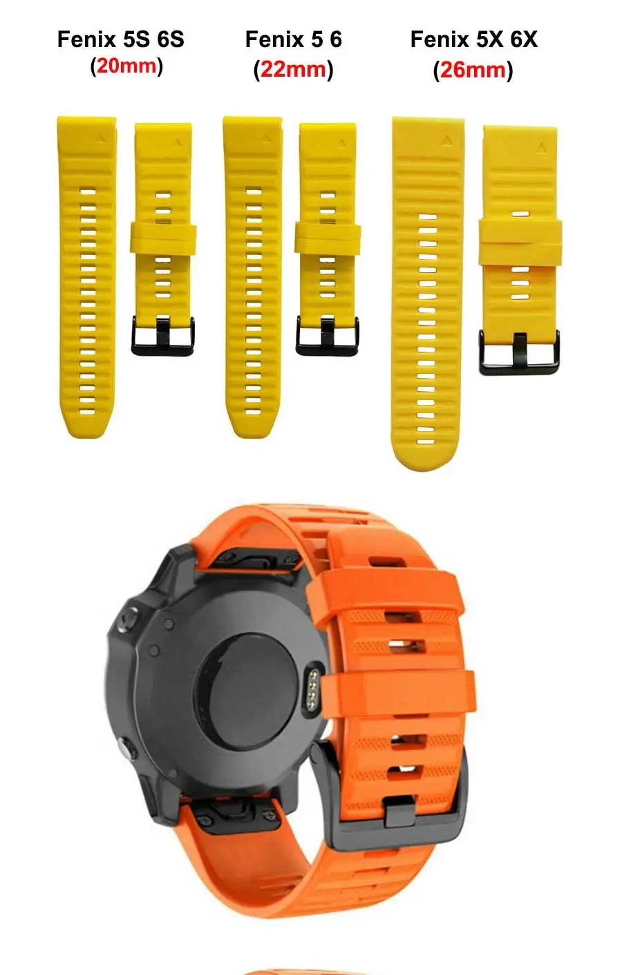 26 22 20MM Watch Band Strap For Garmin Fenix 6X 6 Pro 7X 7 7S 8 47mm 51mm E Silicone Wristband Fenix Epix Pro 5S 5 Plus Bracelet