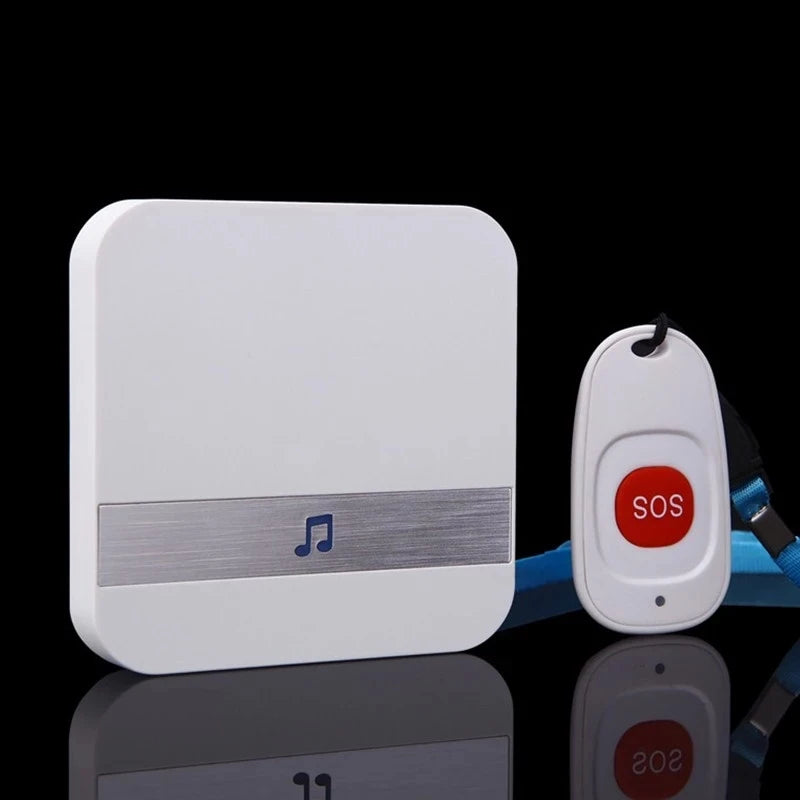 Smart Home Wireless 300M Doorbell Emergency Alarm with Remote Lanyard SOS Button for Elderly People Wireless Pager Doorbell