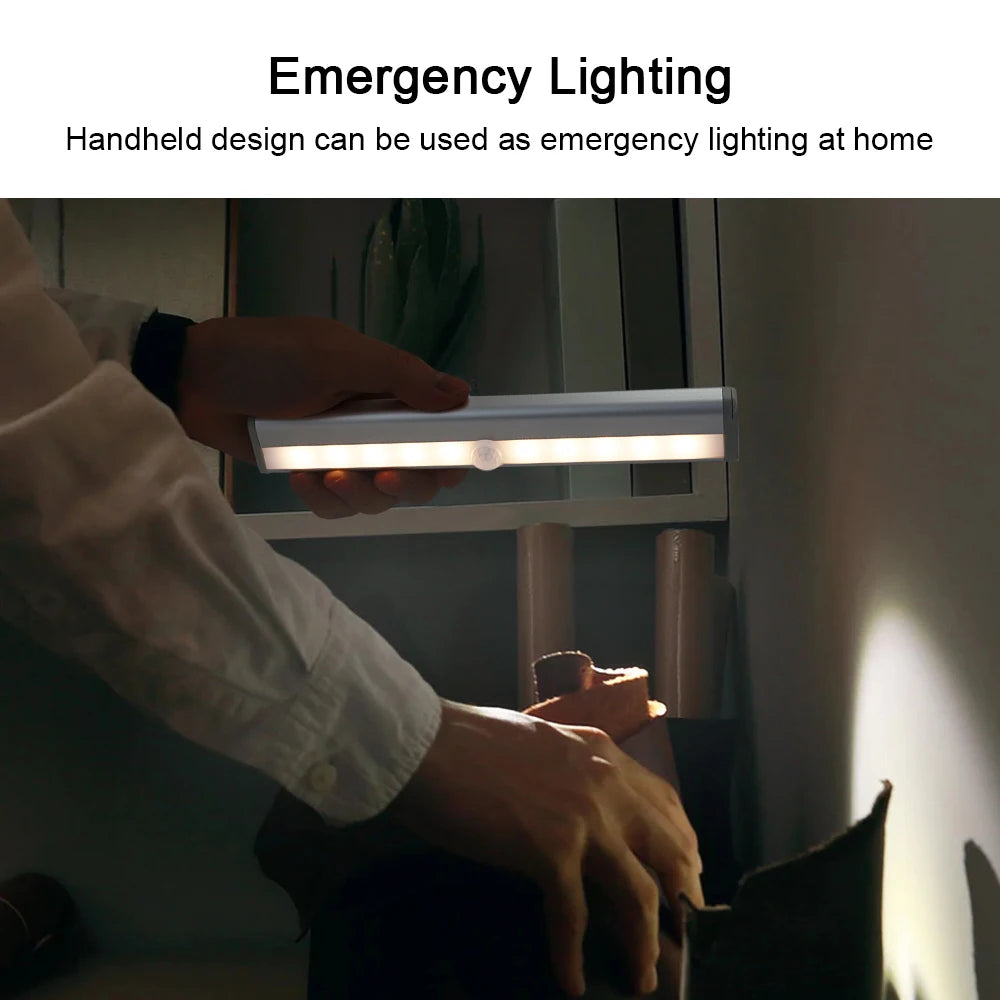 10 LEDs PIR Motion Sensor Wireless LED Night Lights LED Under Cabinet Light  For Staircase Closet Aisle Decorative Night Lamp