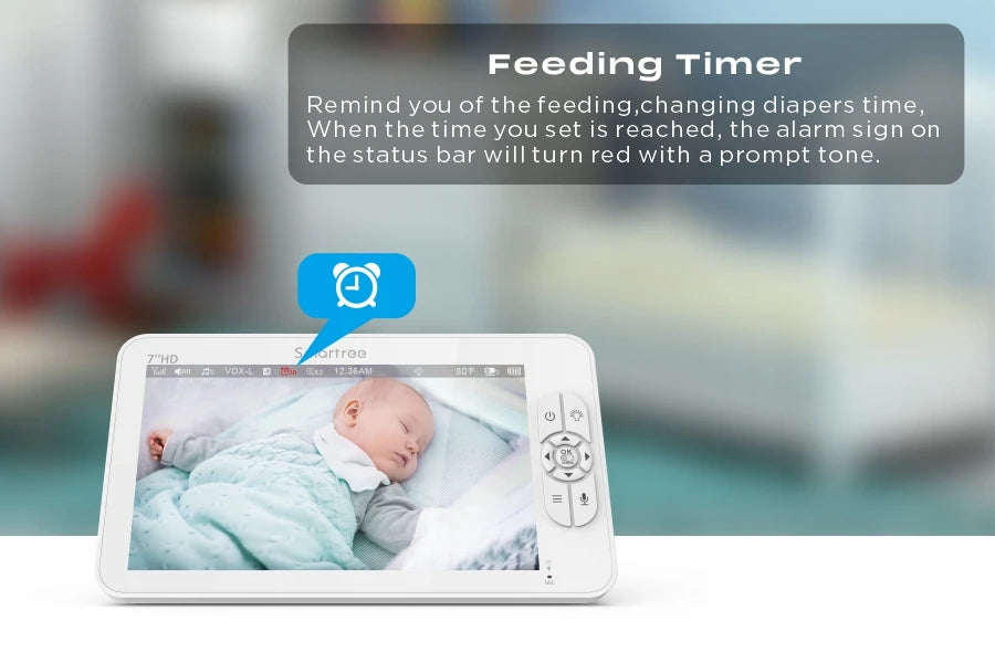 SM70 7" Video Baby Monitor, 1080P HD Display, IPS , 24Hour Battery Life, 1000ft Range, Split mode,1080p big screen with 4x zoom