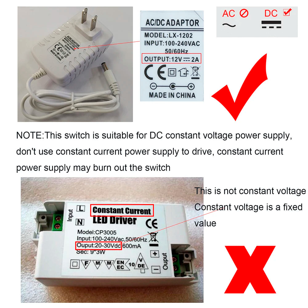 LED dimmer 5V12V 24V touch sensor control switch button control dual memory function LED strip bed wall cabinet stepless dimming