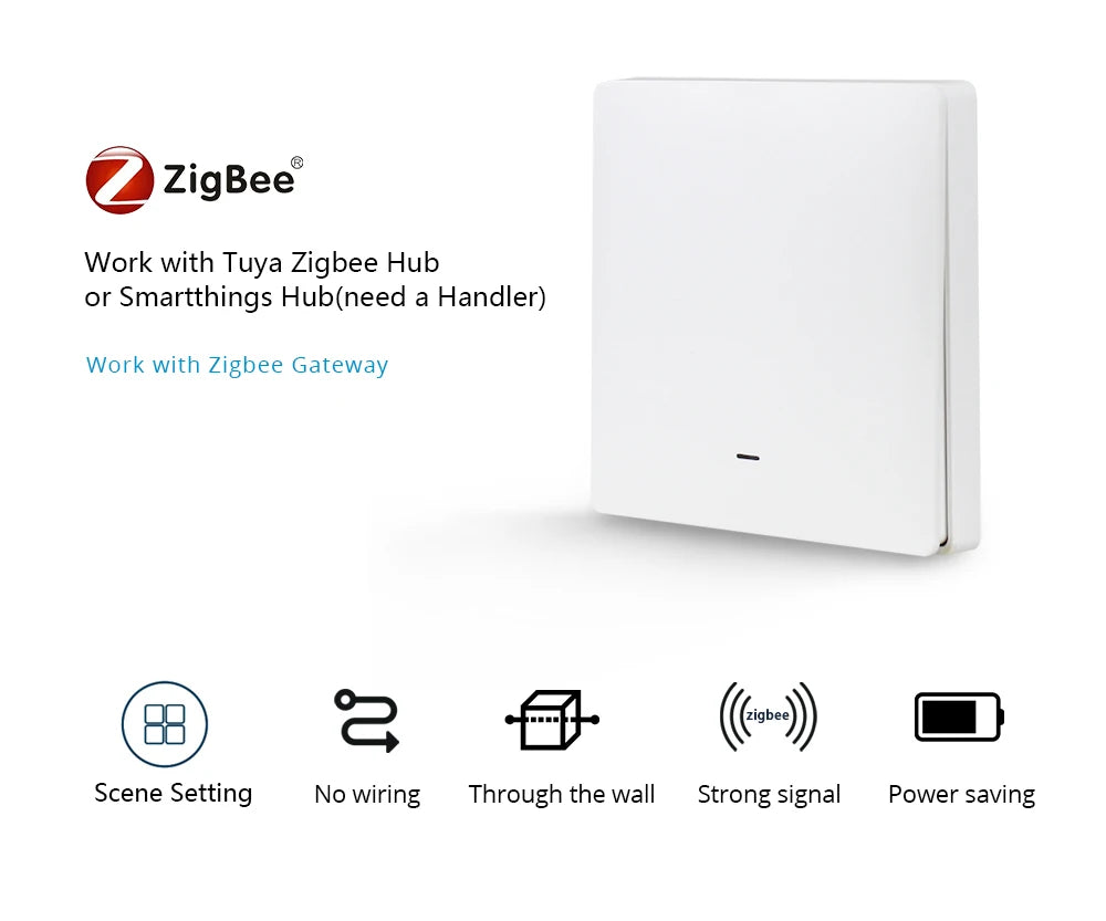 Benexmart Zigbee Wireless Switch 1 2 3 4 Gangs Scene Control Smart Home Devices Works with Tuya Click On Off Scene Switch Black