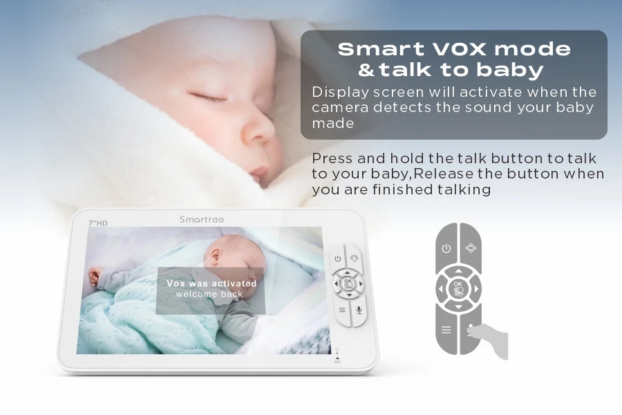 SM70 7" Video Baby Monitor, 1080P HD Display, IPS , 24Hour Battery Life, 1000ft Range, Split mode,1080p big screen with 4x zoom