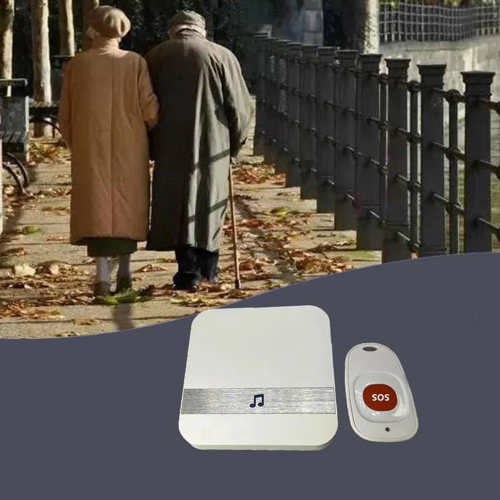 Smart Home Wireless 300M Doorbell Emergency Alarm with Remote Lanyard SOS Button for Elderly People Wireless Pager Doorbell