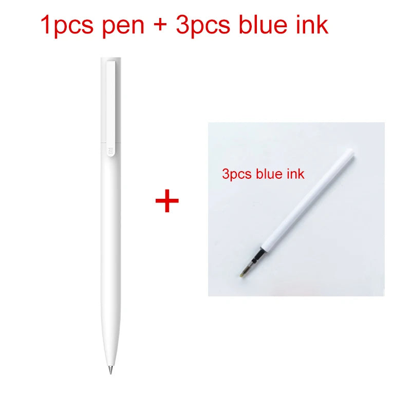 Xiaomi Gel Pen Smooth 0.5mm Writing Lightweight Grip Core Press Out Black/Blue Ink Spring Nib Signing Pen For Work Study