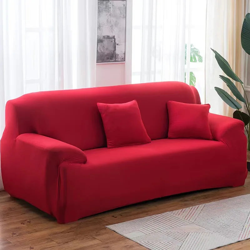 Solid Color 1/2/3/4 Seat Sofa Cover Stretch Milk Silk Fabric Couch Covers for Living Room Sectional Corner Settee Slipcovers 1PC