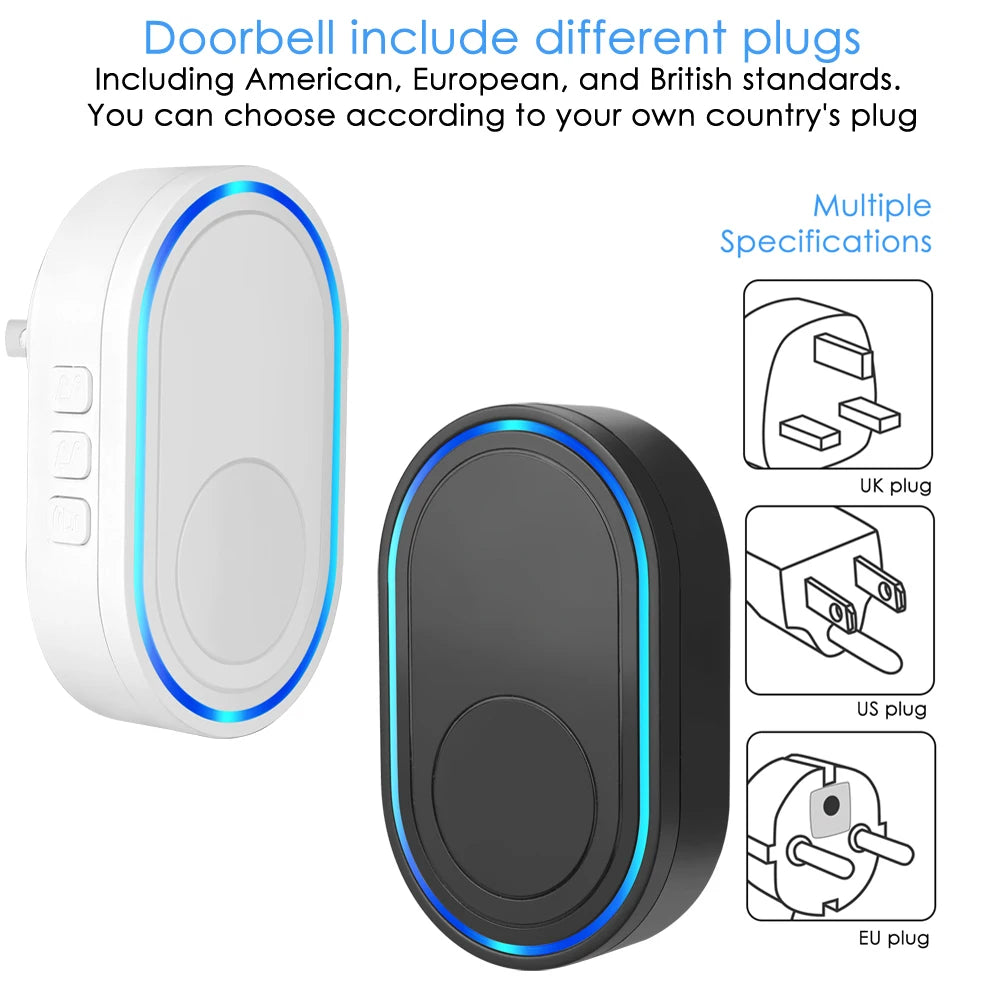 Waterproof Wireless Doorbell Home Welcome Smart Home Door bell 150m Remote Smart Bell Chime EU UK US Plug Optional