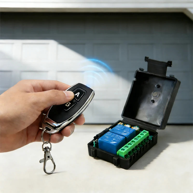 DC 6-30V and AC 85-250V 433MHz RF Wireless Remote Control Switch 2CH Receiver Relay For Garage Door Gate Motors Curtain Lighting