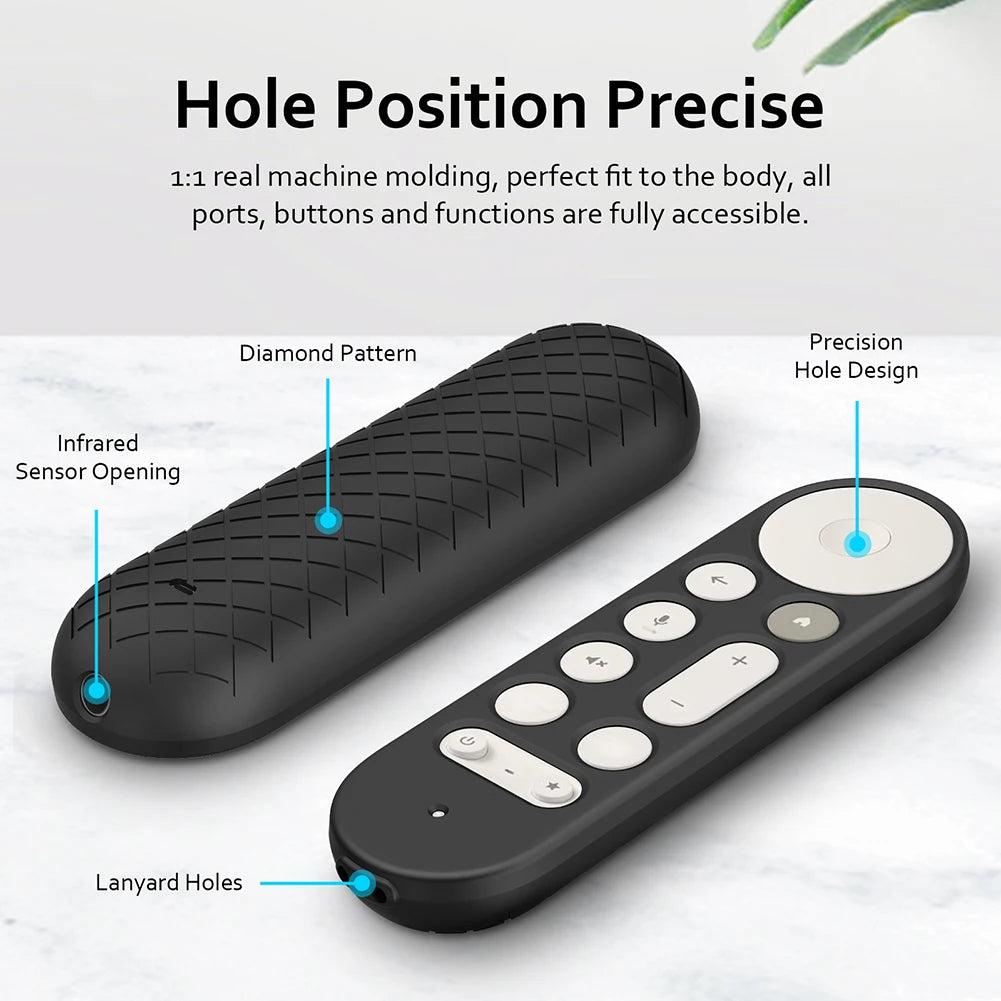 Silicone Remote Case Anti-Slip TV Remote Control Case with Lanyard Remote Protective Case Remote Cover for Google TV Streamer 4K