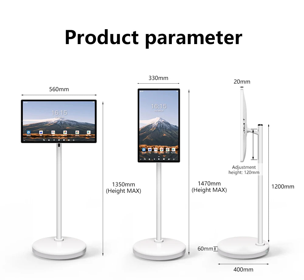 24 Inch Smart Home Fitness Entertainment Movable Charging Screen Built in Dual Speaker High-Definition Camera Smart TV
