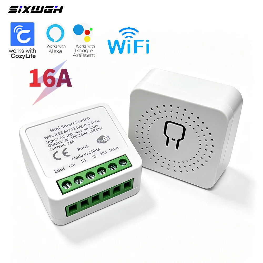 16A WiFi Smart Switch Circuit Breaker with Timer, CozyLife APP Control, Works with Alexa & Google Home Voice Control