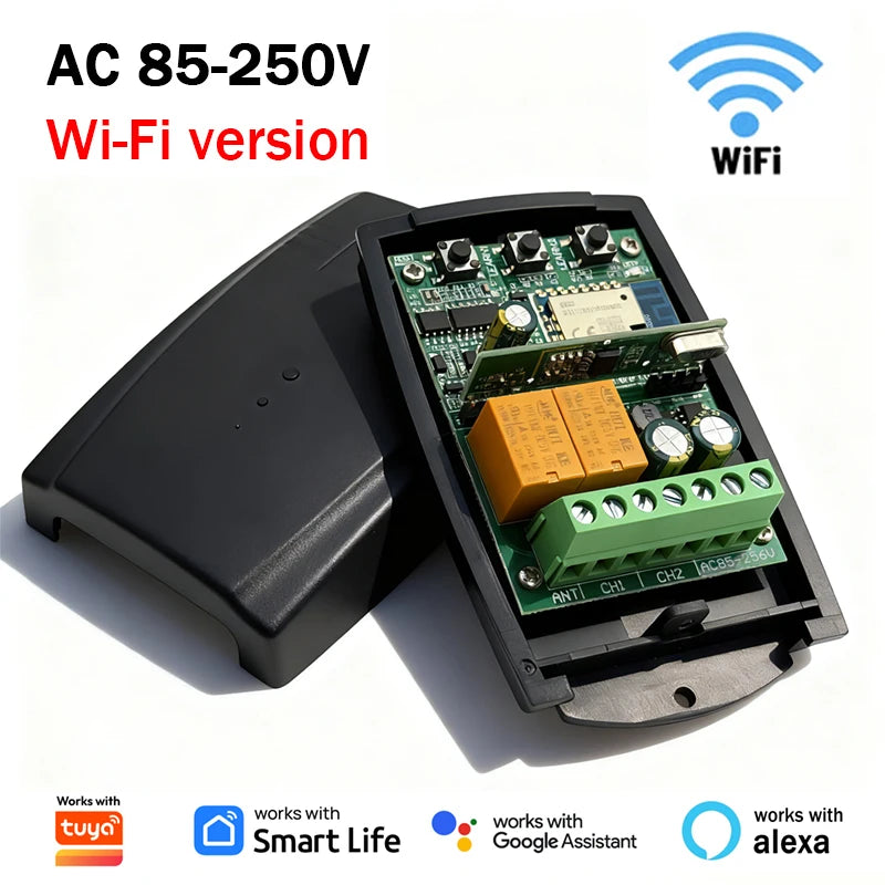 New Universal 433MHz WIFI Smart Switch Module 2CH 433.92MHz Garage Door Remote Control Receiver Gate Controller Works With Tuya