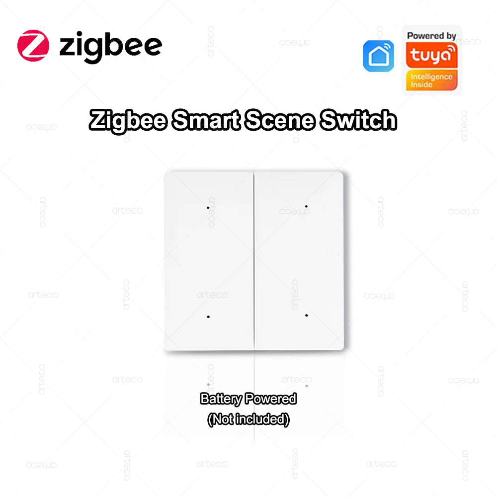 Tuya ZigBee Wireless 4 Gang Scene Switch Push Button Controller Battery Powered Smart Life App Home Automation For Zigbee Device
