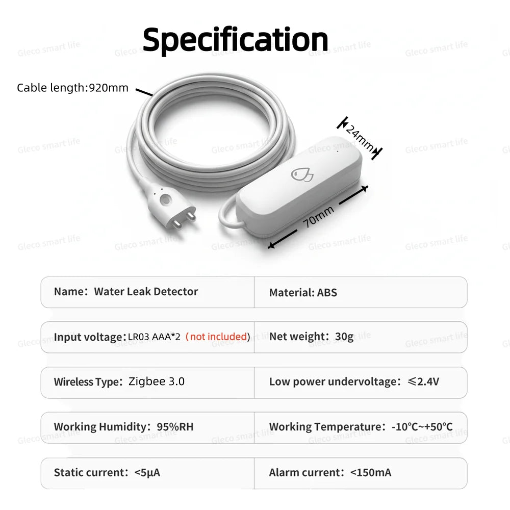 Tuya Zigbee Water Leak Sensor Flood Leakage Detector Smart Life Security Alarm APP Remote Monitoring For Home Automation Linkage