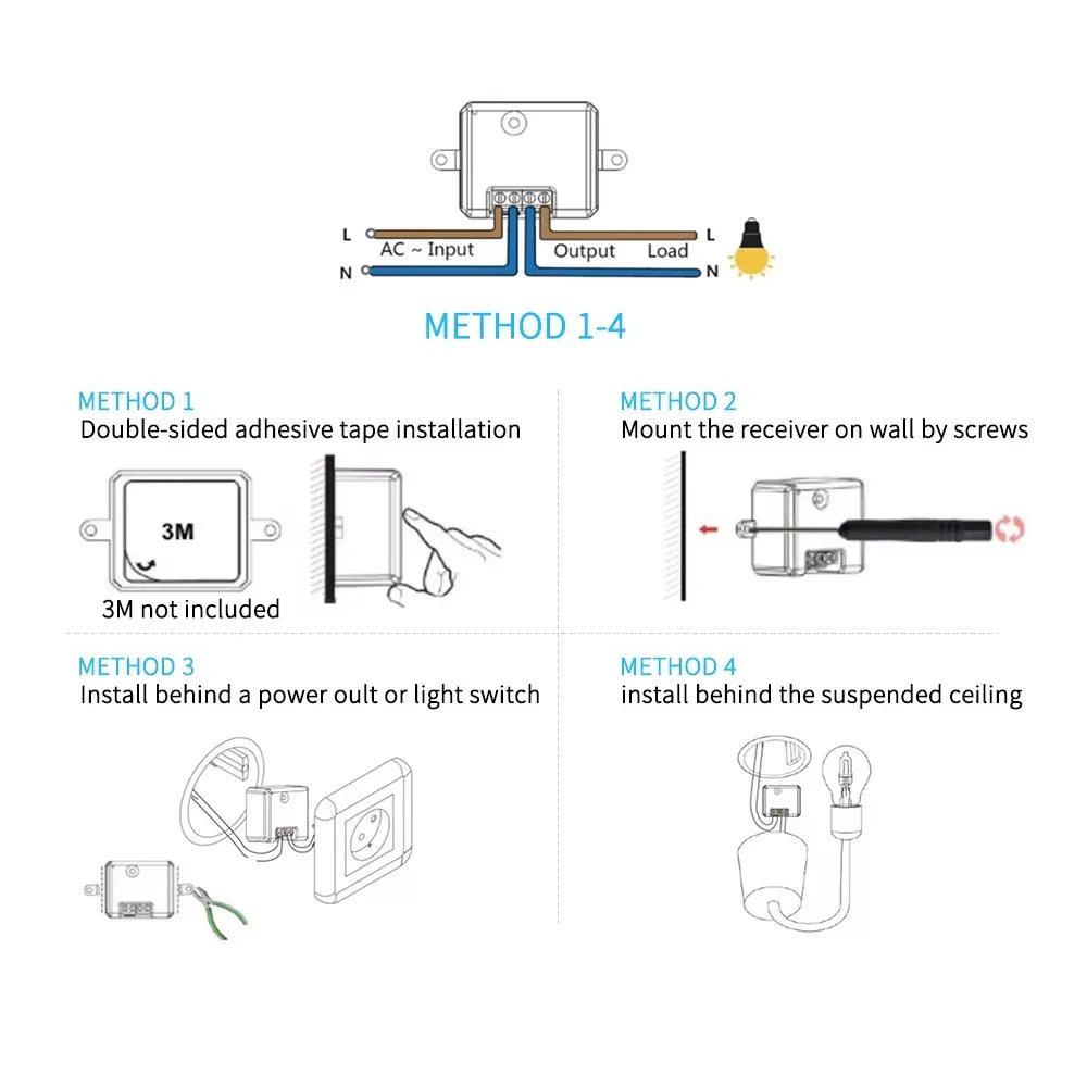 RF433 Self-Powered Wireless Light Switch, Kinetic Energy No Battery,Long Range Wall-Penetrating Signal, Easy Retrofit for Home