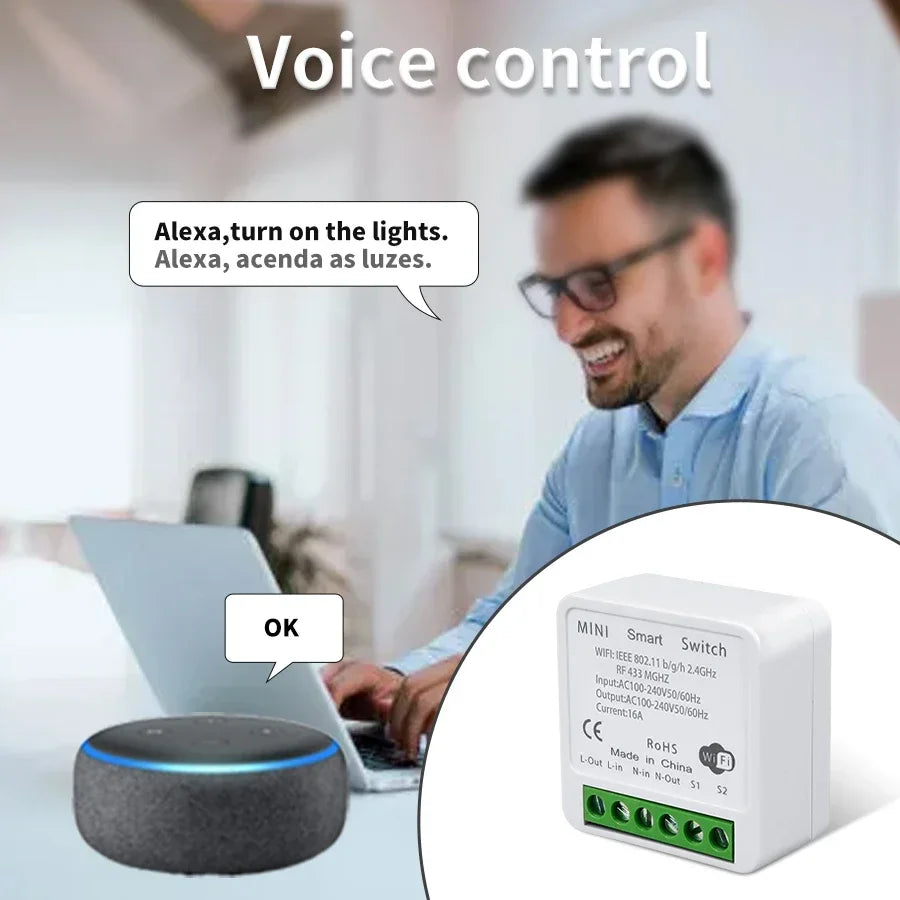 Tuya Smart WiFi Switch For LED Lighting 1/2/3 Gang RF433MHz Wireless Panel Switch Smart Life APP Alexa Google Home Voice Control