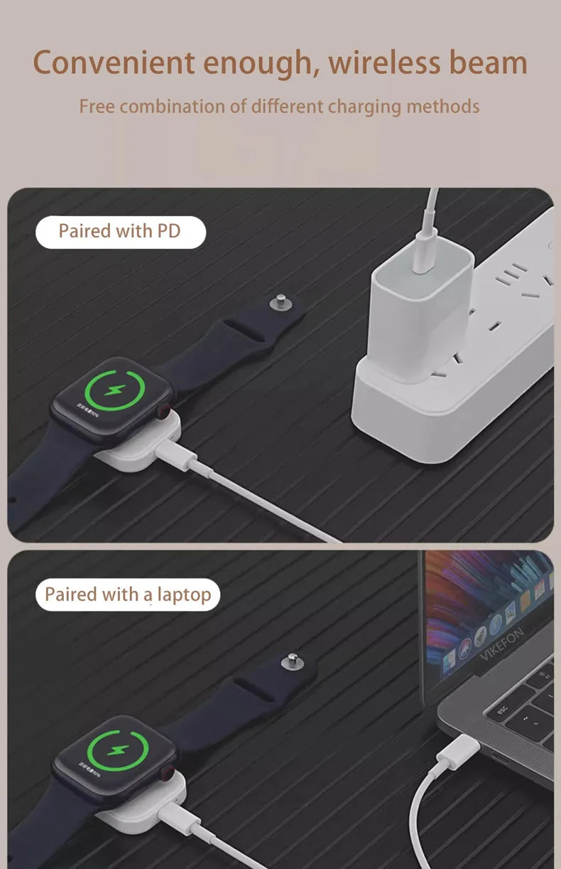 Wireless Watch Charging Dock Dual Interface Design Travel Adapter For Apple Watch Series 10 9 8 7 6 5 4 3 2 1 Home Office Travel