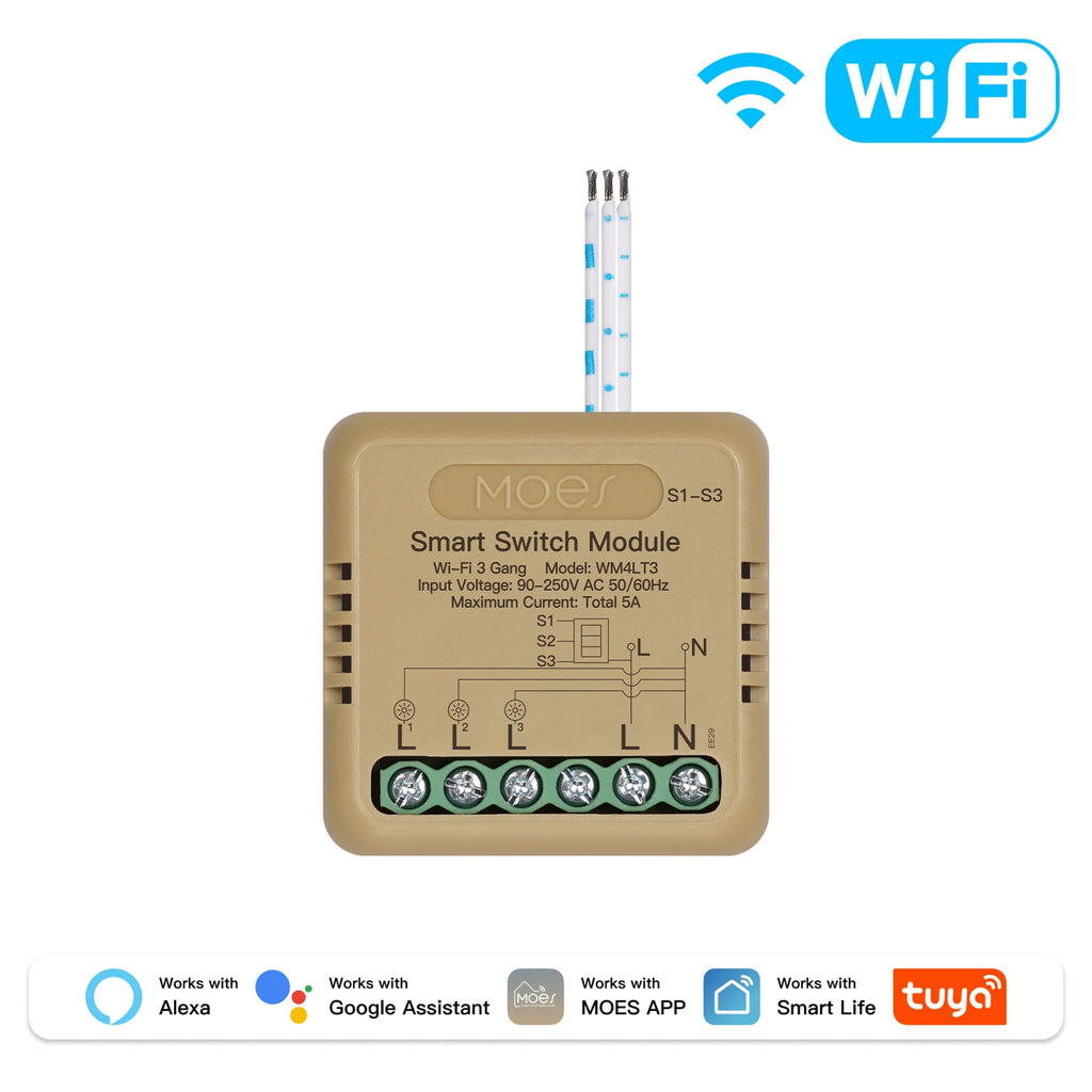 MOES Tuya WiFi Zigbee Mini DIY Smart Switch Module 1-4 Gang Timer Home Automation Compatible with Google Home Alexa
