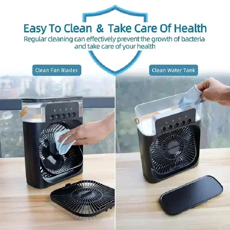 2026 3 In 1 Mini Air Cooler LED Night Light Humidifier Portable Cooling Device For Home Office Desktop Air Refreshing Appliance