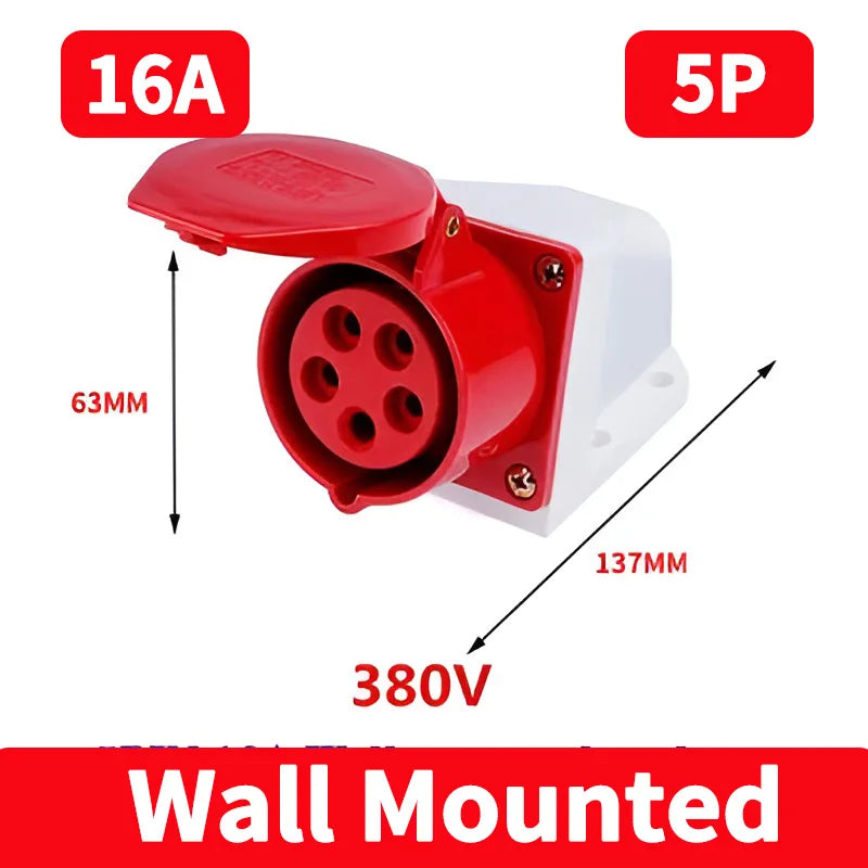 IP44 Industrial Plug and Socket Waterproof Connector 3PIN 4PIN 5PIN 16A/32A  Waterproof Electrical Connection Wall Mount Socket