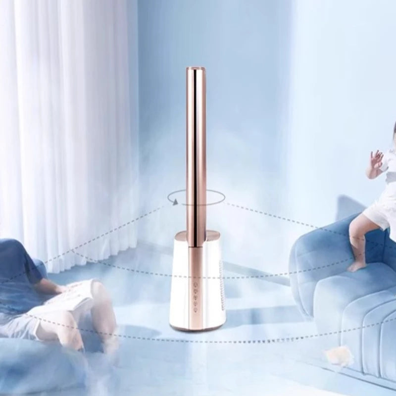 Smart Air Purifier Tower Fan with Cooling Mode - Low Noise Floor Standing AC Bladeless Fan for Whole Room Circulation