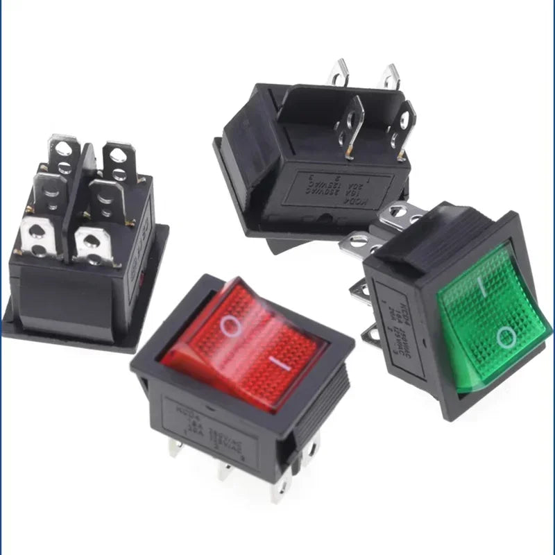 5/20Pcs KCD4 Snap-in Switch AC Power Switch ON OFF 16A 250V Rocker Switch 4/6Pin Toggle Switches with Led Light kcd4 25x31mm