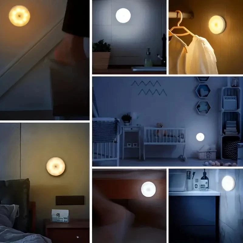 3pcs Motion Sensor Night Light - Wireless LED Detector Lamp for Bedroom, Staircase, Closet, and Room Decor-