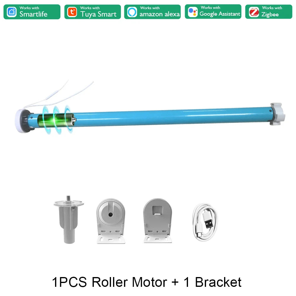 Tuya Zigbee Battery Smart Curtain Shutter Roller Blind Automatic Motor For 37mm 38mm Tube Alexa Alice Google Home Voice Control