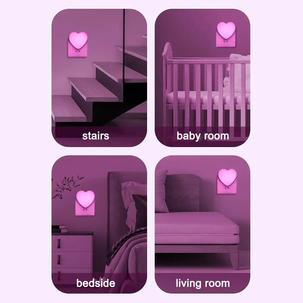 Heart Shape Night Light LED Night Light Sensor Control Night Lamp Energy Saving LED Sensor Lamp Bedroom Stair Hallway Night Lamp