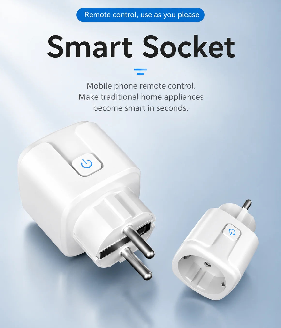 Tuya Matter EU Smart Plug 16A with Energy Consumption Tracking, Compatible with Apple HomeKit, Google Home, and Alexa