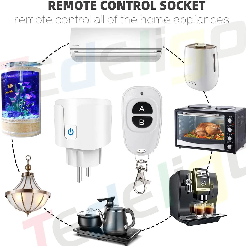 RF 220V 16A Electrical Socket 433MHz Wireless Remote Control Plug 3000W EU FR Standard,for Home LED/Light/Fan/Lamp ON OFF