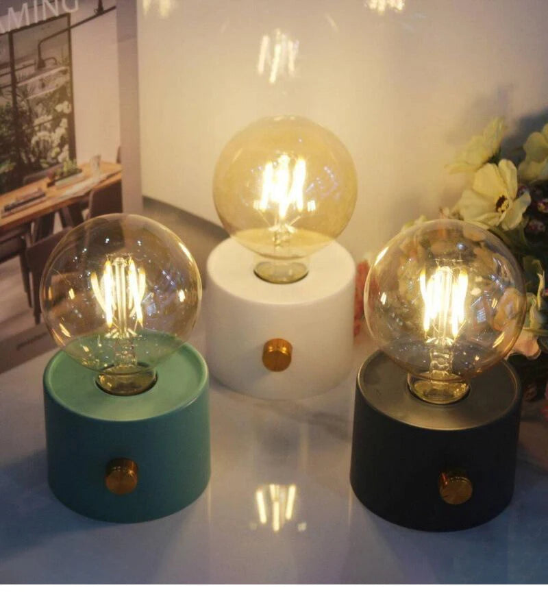 LED Night Light Battery Powered Bulb Lamp Desktop Office Light Retro Bulb Shape Night Light For Baby Room Bedroom Corridor Lamp