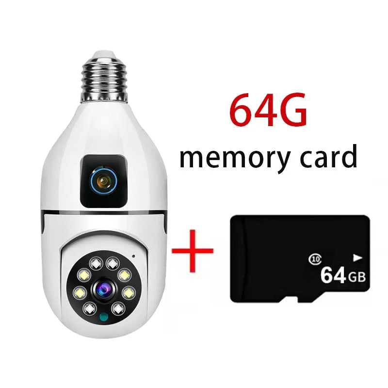 8MP E27 Bulb Surveillance Camera Wifi Camera Dual Lens Security Wireless Baby Monitor Two-way Automatic Human Tracking Monitor