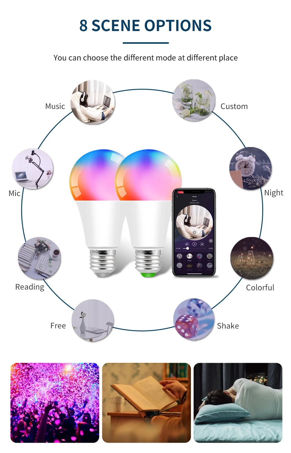 Dohome Wifi Bluetooth Smart Bulb Alexa Led Lamp E27 RGB Smart Light Bulbs Homekit Smart Lamps For Google Assisatnt Smart Life