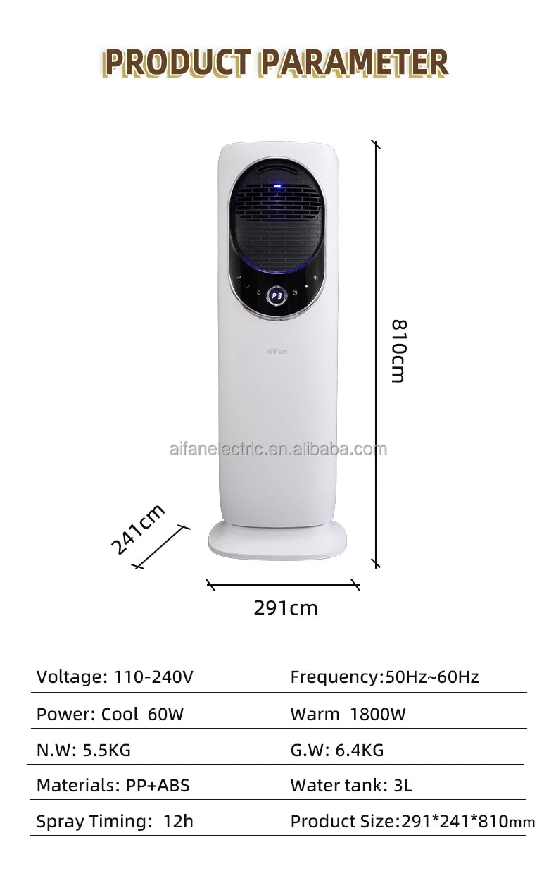 New Smart Fan Cooling Purpose Office Home Indoor Portable Bladeless Electric Fan Heater with Remote Controller