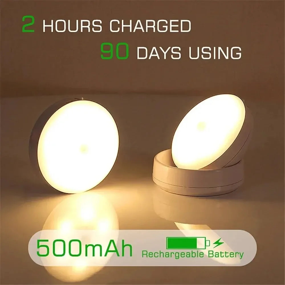 Night Lamp With Motion Sensor Night Light Rechargeable Wireless Led 360 Rotating Magnetic For Kitchen Room Bedside Table
