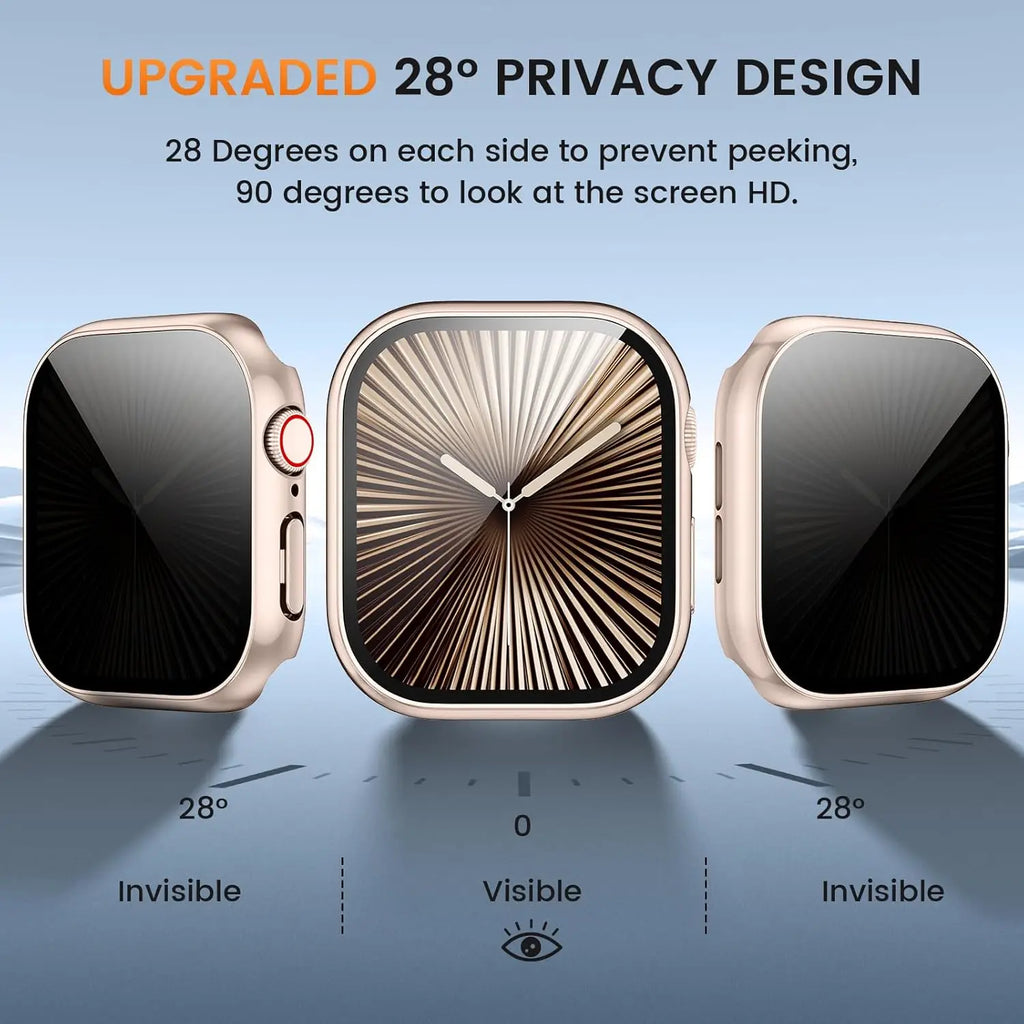 Privacy Glass+Case For Apple Watch 10 42mm 46mm Tempered Anti-Peeping Screen Protector Cover For iWatch series 10 Accessories
