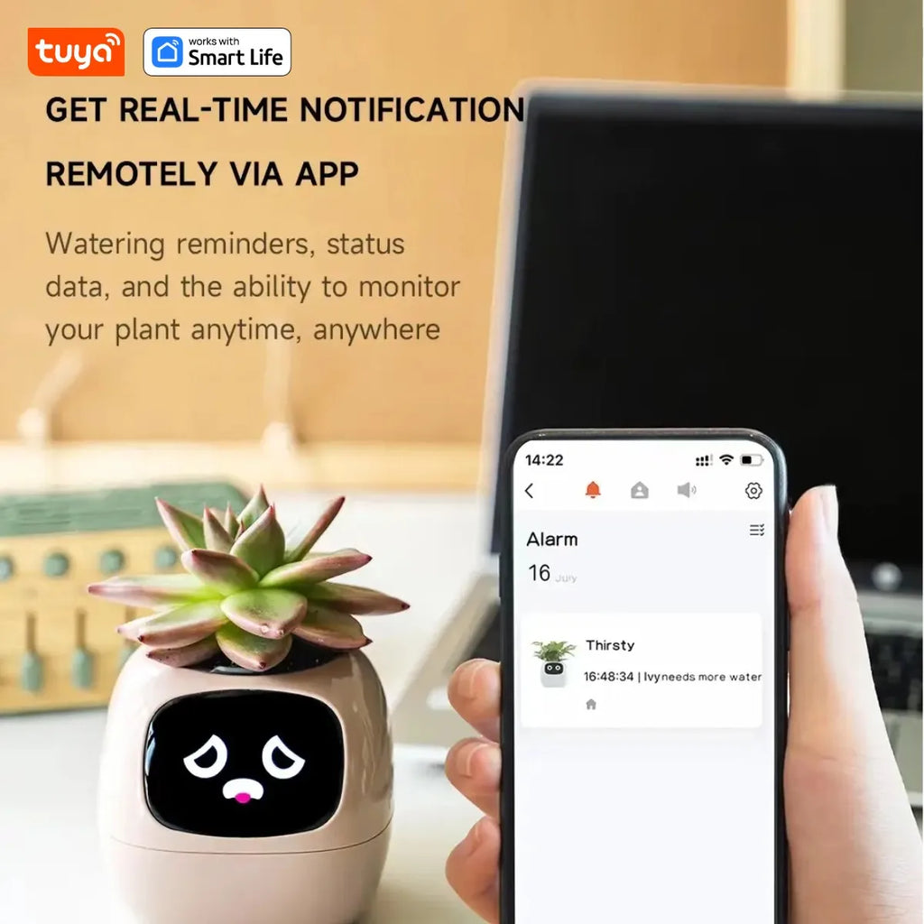 Gen1 Tuya Ivy Smart Planter,Endless Fun Over 49 Rich Expressions,7 smart sensors,AI Chips Make Raising Plants Easy and Fun