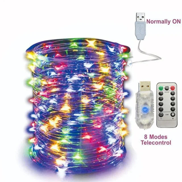 5M-30M USB String Lights 8 Modes Fairy Lights Copper Wire LED String Lights for Christmas Wedding New Year Garland Decoration