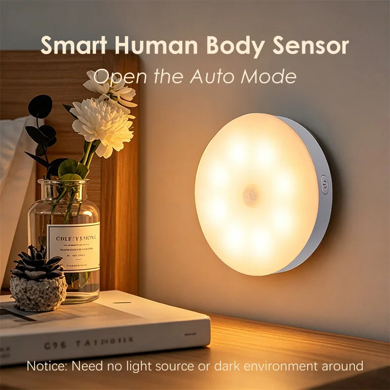 Magnetic LED Cabinet Light USB Rechargeable Motion Sensor Smart Emergency Night Lamp For Closet Cupboard