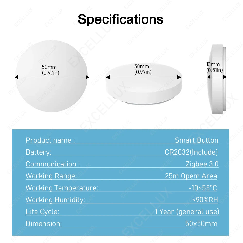 ZigBee Button Scene Switch Intelligent Linkage Smart Wireless Wall Push Button Switch Works With Zigbee2MQTT EWelink Smart Devic
