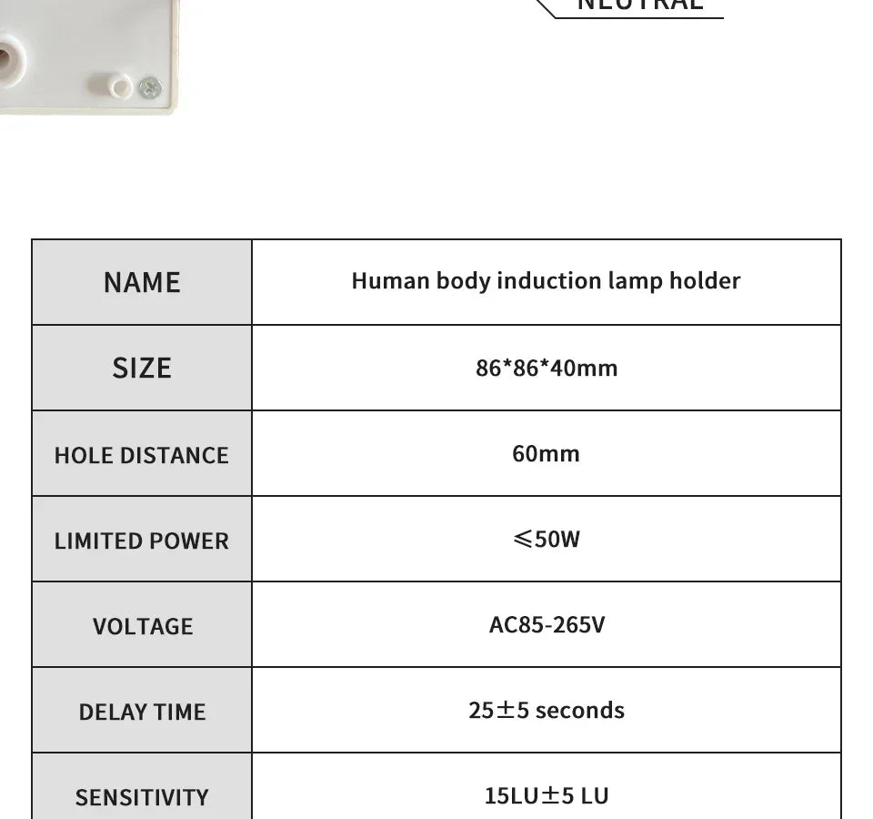 E27 LED 220V 110V PIR Motion Sensor White Switch 120° 2-6m Human Body Sensor Lamp Holder for Home Lighting Corridor Stairs Room