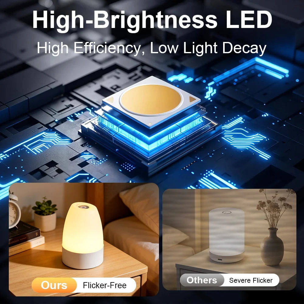 Touch Night Light Rechargeable Type-CDimmable Table Lamp for Living Room Bedroom Remote Control Decor 3 Colors Night Lamp 2W